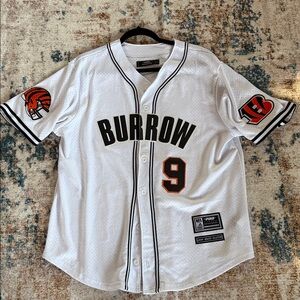White Bengals Baseball Burrow Jersey with Black and Orange Accents